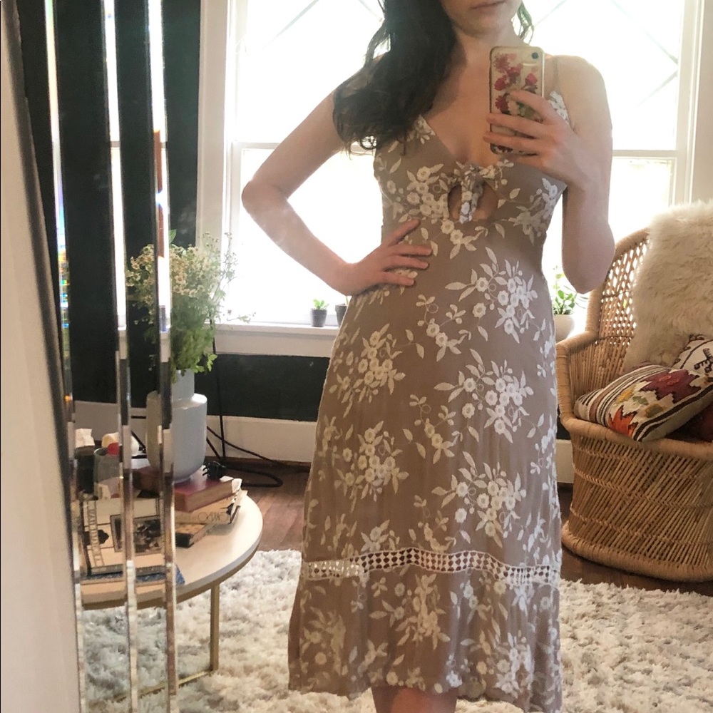 light grey + ivory dress